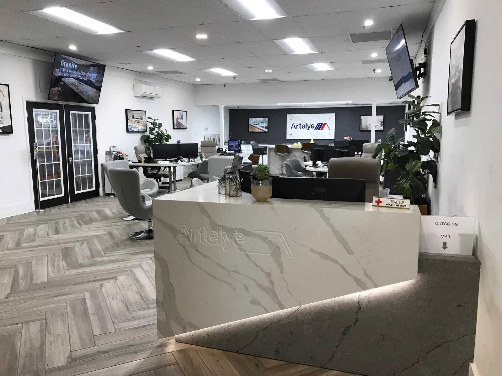 Artelye showroom entrance and signage in Beltsville